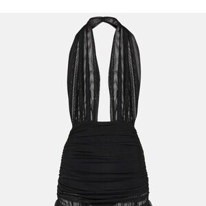 Norma Kamali Black Mesh Halter Mini Dress